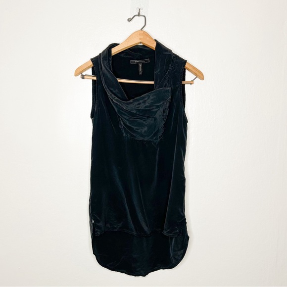 BCBGMaxazria Womens Dark Grey High Low Hem Sleeveless Silk Tunic Top XS - Picture 2 of 7